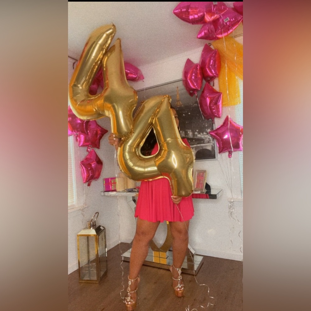 Gold and Pink Number 44 Balloons